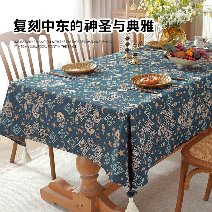 91家纺网 家纺一手货源 找家纺 （总）南通大梧纺织 2026新款中东复古骆驼城堡窗花桌布