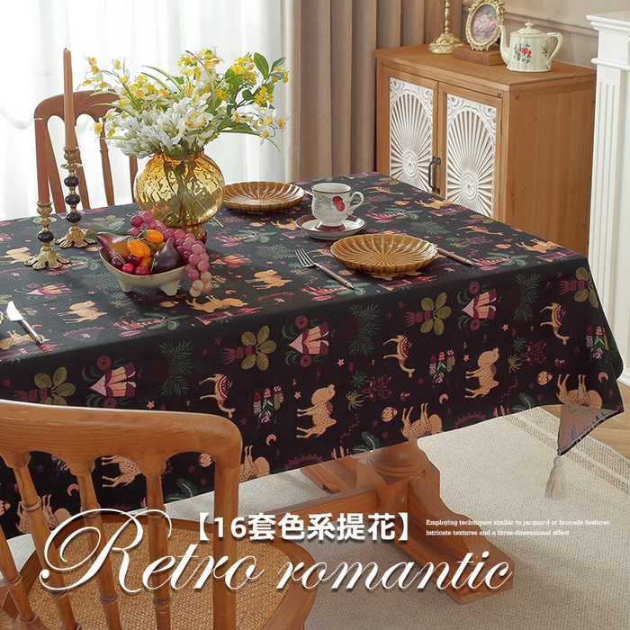 91家纺网 家纺一手货源 找家纺 南通大梧纺织 2026新款中东复古骆驼城堡窗花桌布 沙漠骆驼黑