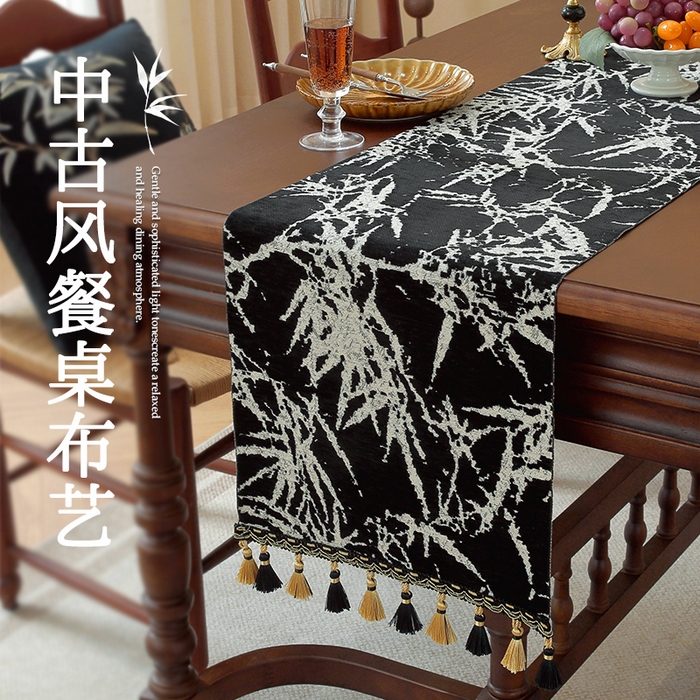 91家纺网 家纺一手货源 找家纺 （总）南通大梧纺织 2026新款中式墨竹桌旗