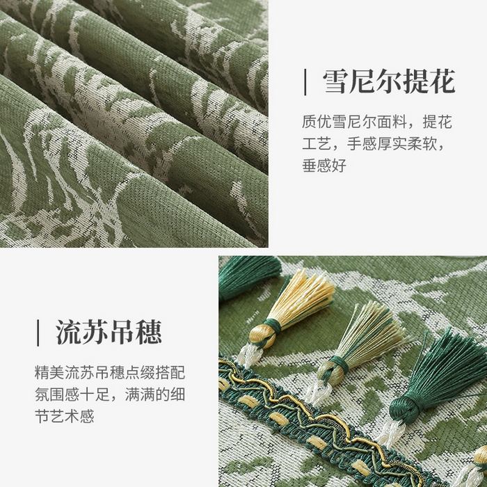 91家纺网 家纺一手货源 找家纺 南通大梧纺织 2026新款中式墨竹桌旗 墨竹-绿