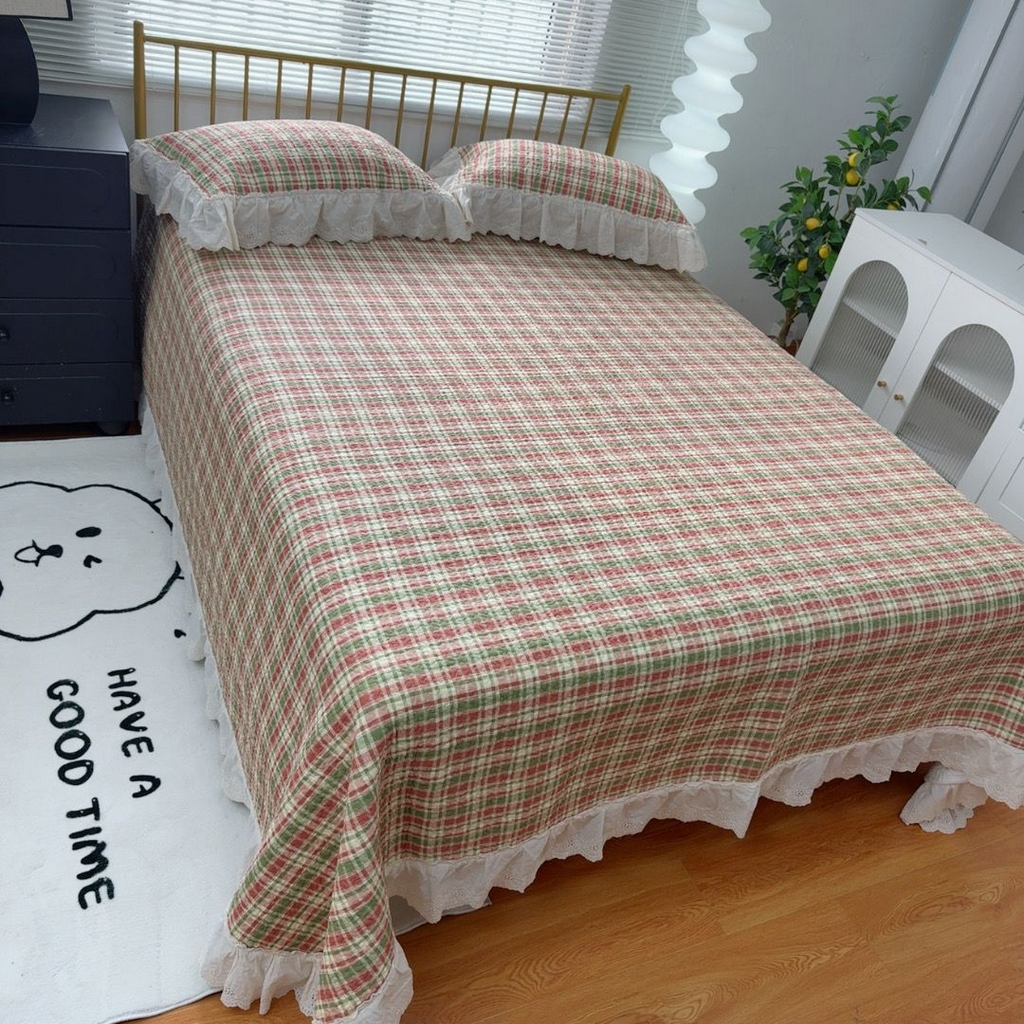 91家纺网 家纺一手货源 找家纺 （总）暖居 2026新款大尺寸双层纱高温砂洗245X265床盖三件套