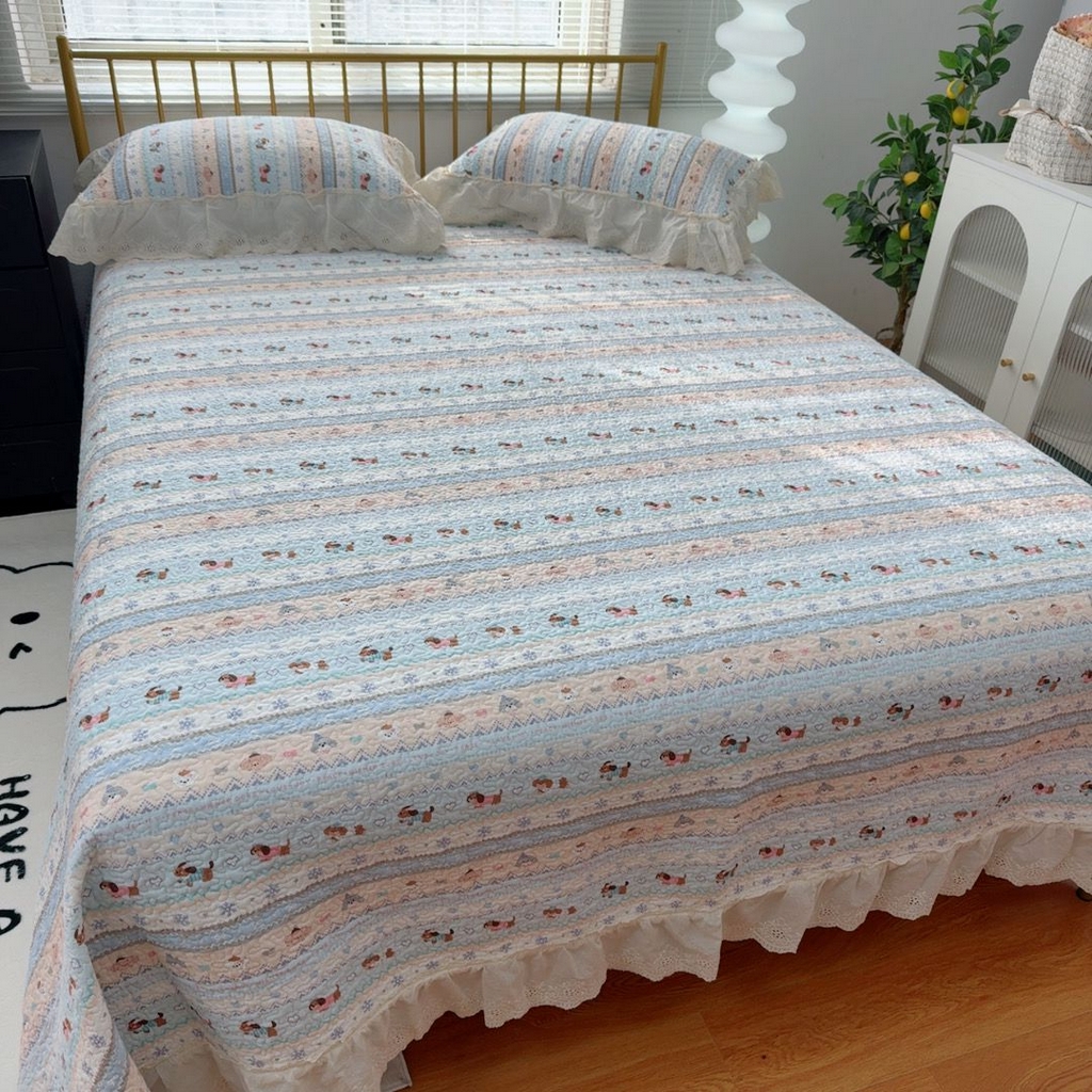 91家纺网 家纺一手货源 找家纺 （总）暖居 2026新款大尺寸双层纱高温砂洗245X265床盖三件套