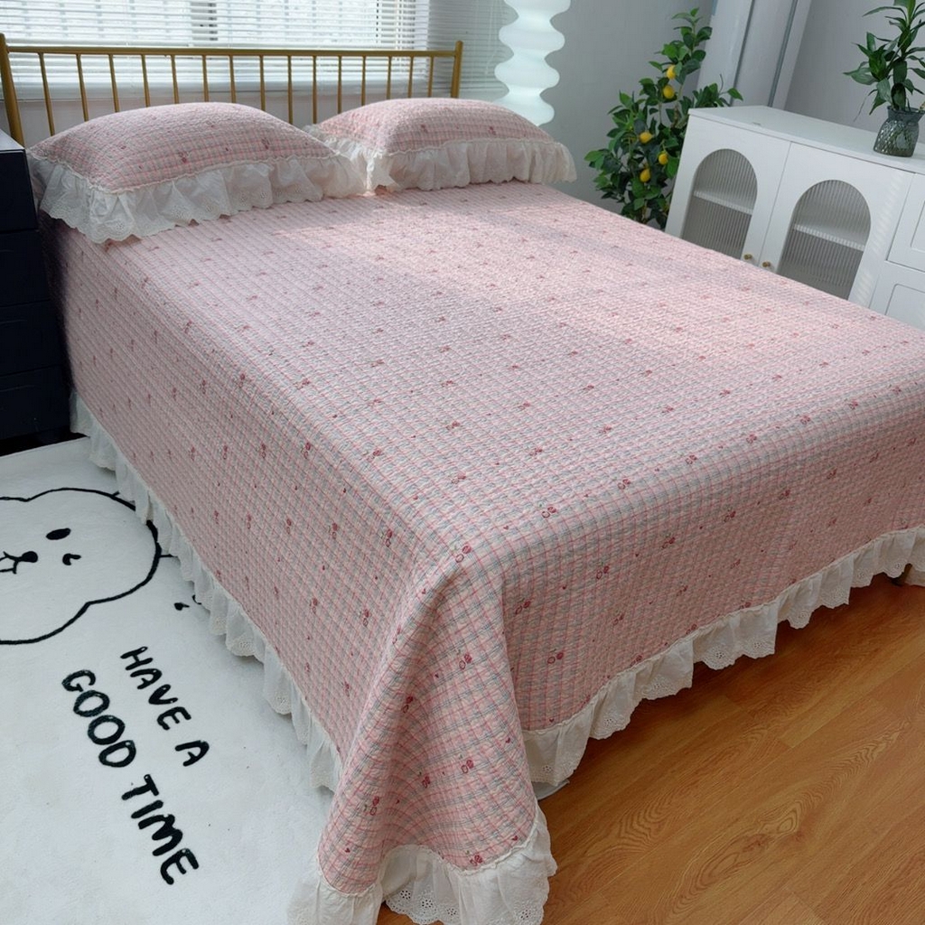 91家纺网 家纺一手货源 找家纺 （总）暖居 2026新款大尺寸双层纱高温砂洗245X265床盖三件套