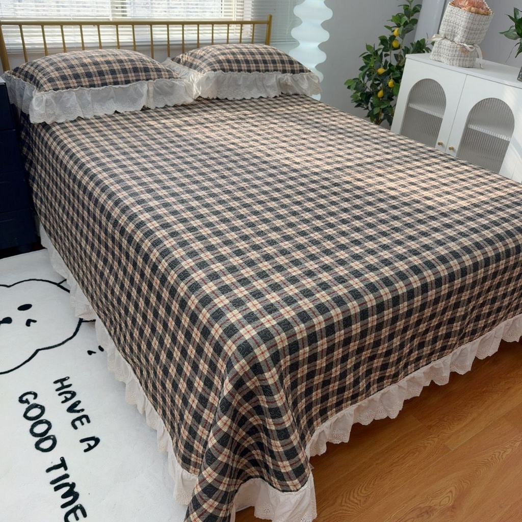 暖居 2026新款大尺寸双层纱高温砂洗245X265床盖三件套 洛璃