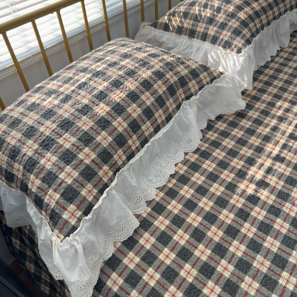 91家纺网 家纺一手货源 找家纺 暖居 2026新款大尺寸双层纱高温砂洗245X265床盖三件套 洛璃