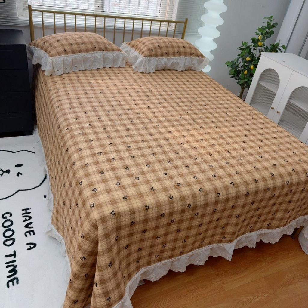 暖居 2026新款大尺寸双层纱高温砂洗245X265床盖三件套 车厘子