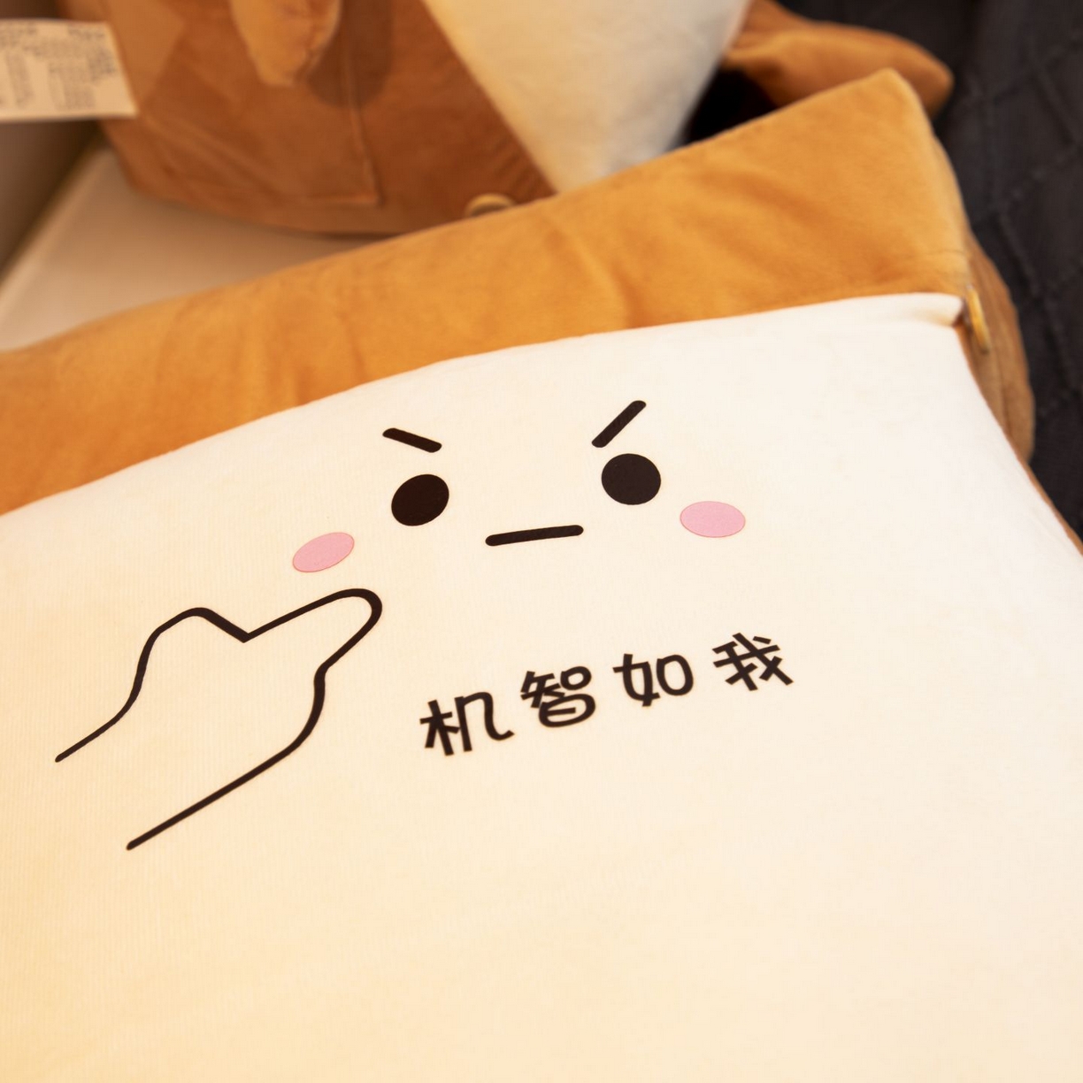 91家纺网 家纺一手货源 找家纺 沐沐家纺 2026新款卡通表情包三角小靠背 机智如我