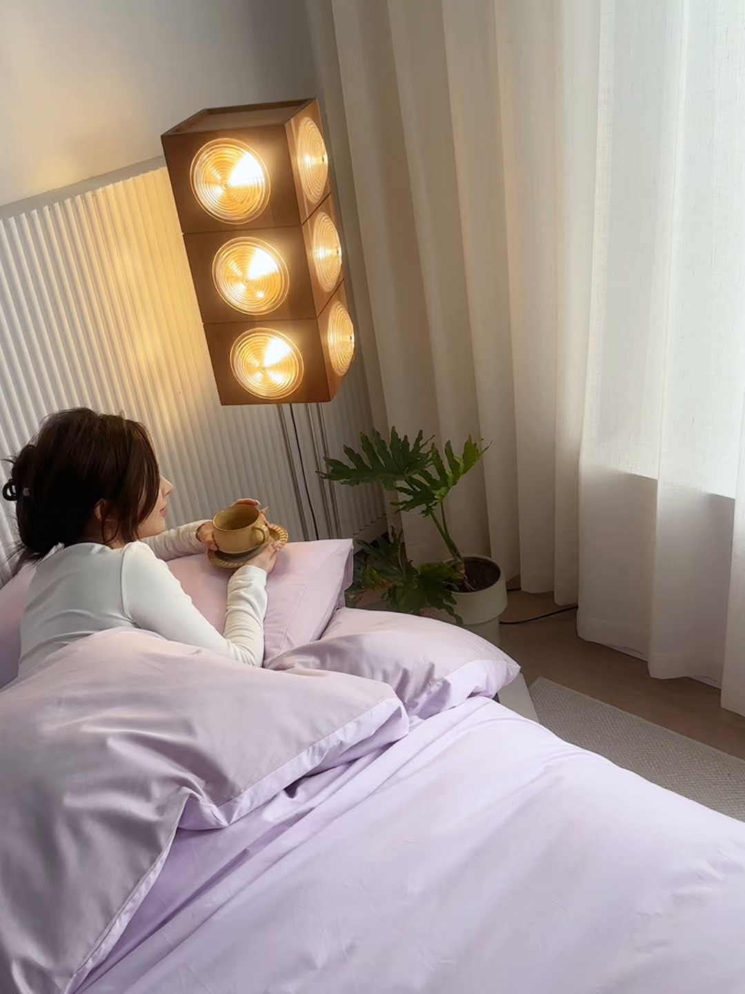 91家纺网 家纺一手货源 找家纺 小懒猪 2026新款13372A类双拼纯色全棉纯棉四件套 （提供买家秀） 粉紫-香芋紫