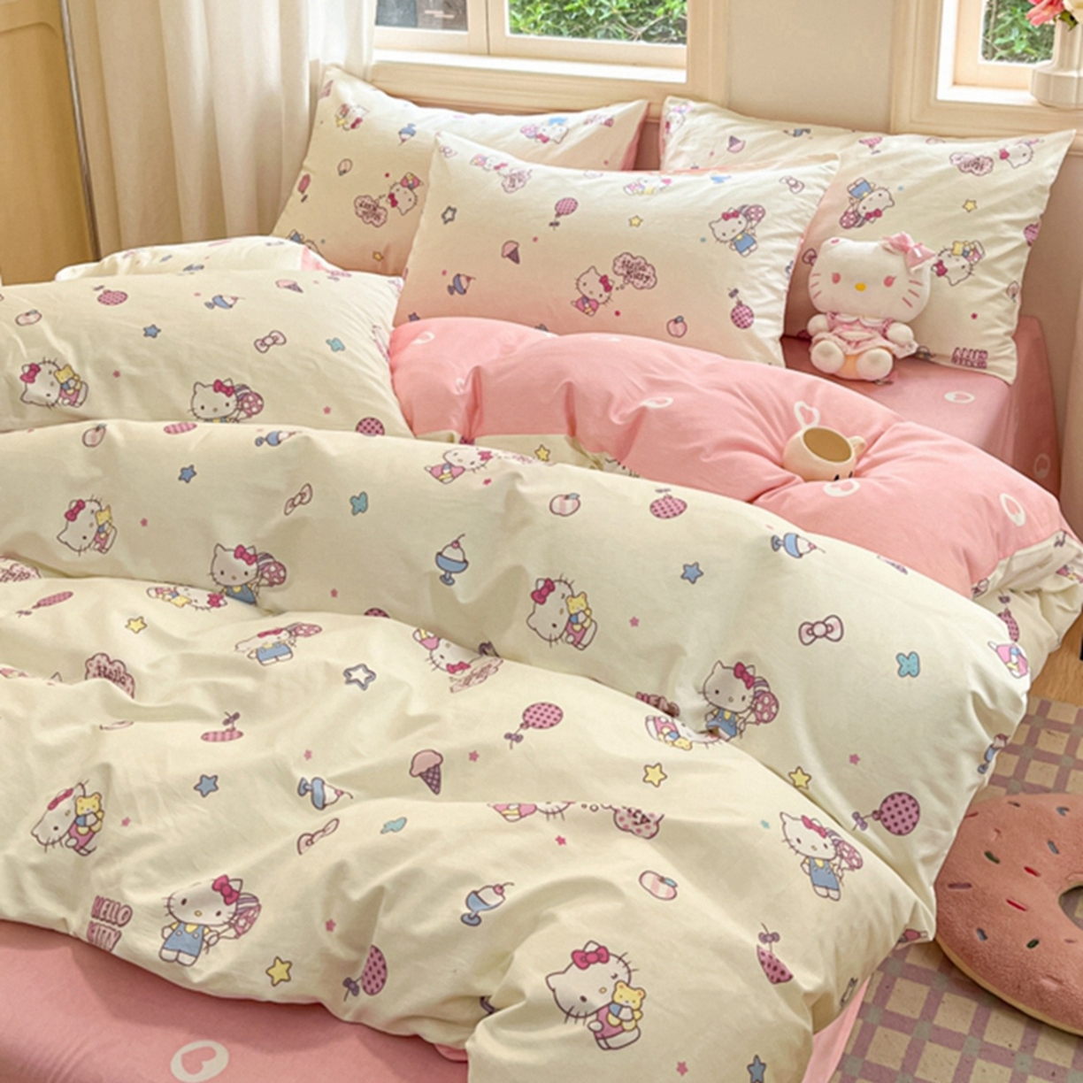 91家纺网 家纺一手货源 找家纺 博雅 2026新款三丽鸥全棉纯棉小版印花四件套 美美KT