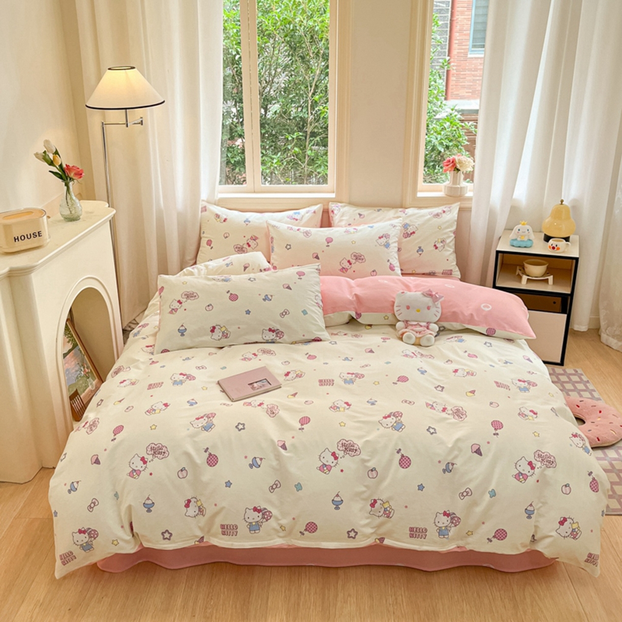 91家纺网 家纺一手货源 找家纺 博雅 2026新款三丽鸥全棉纯棉小版印花四件套 美美KT