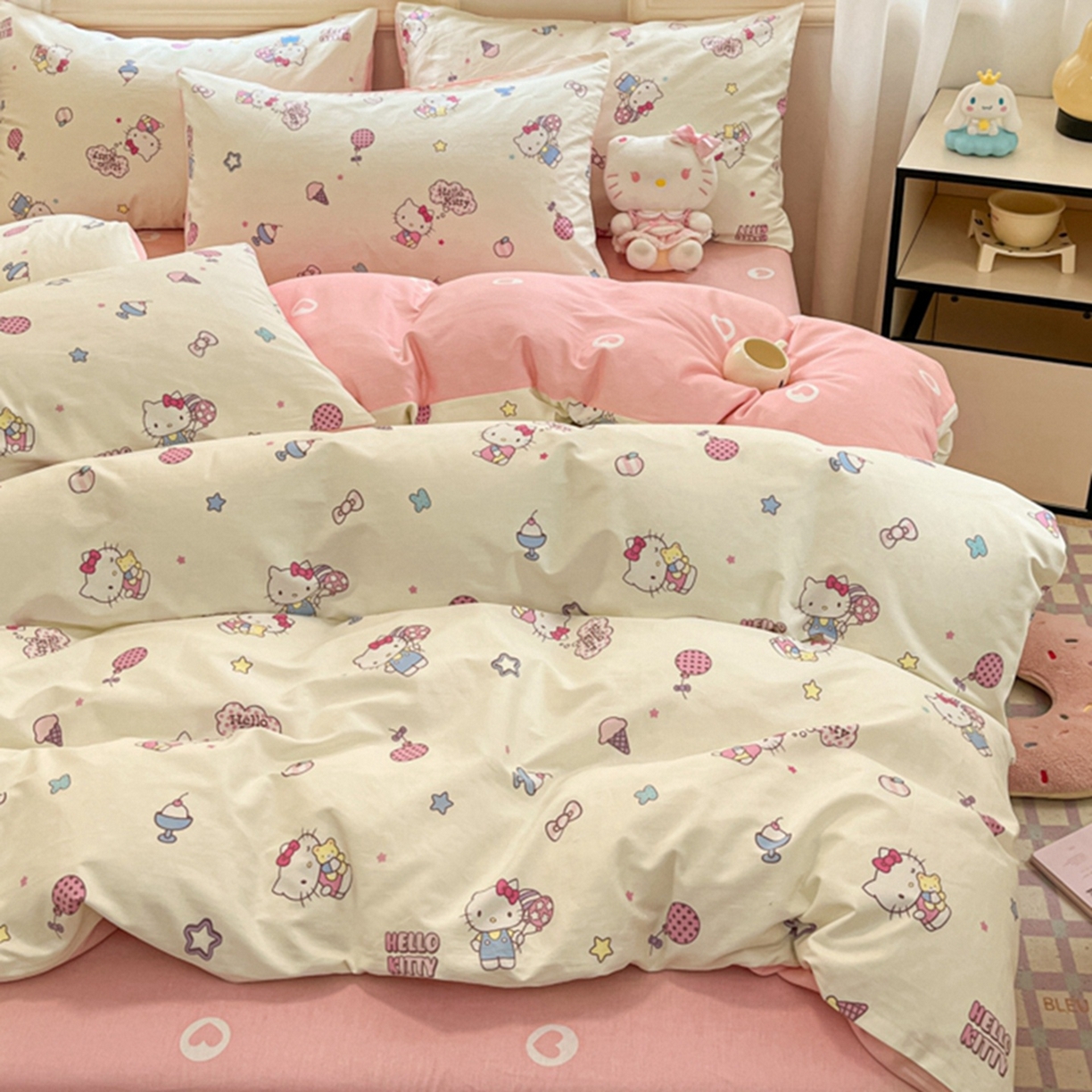 91家纺网 家纺一手货源 找家纺 博雅 2026新款三丽鸥全棉纯棉小版印花四件套 美美KT