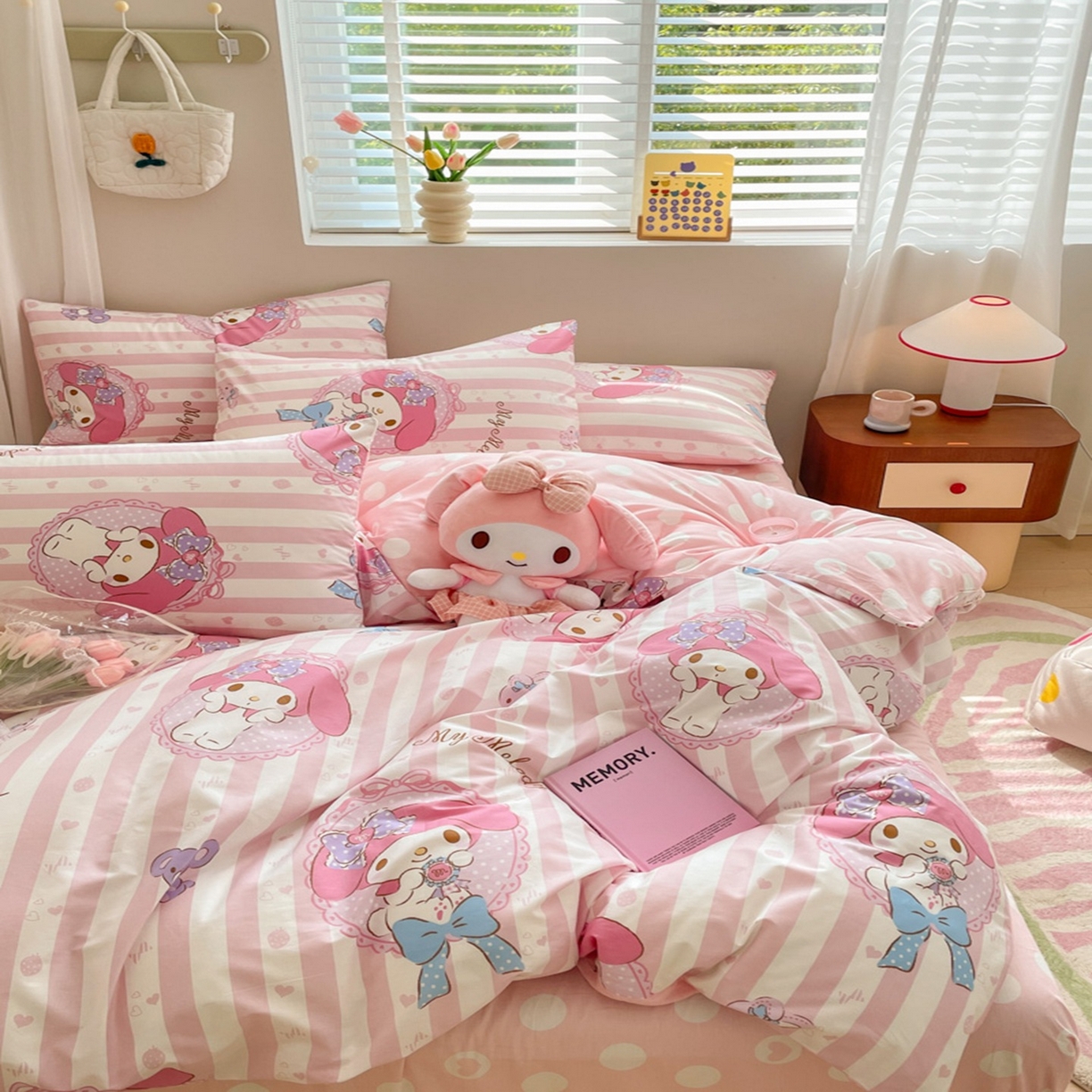 91家纺网 家纺一手货源 找家纺 博雅 2026新款三丽鸥全棉纯棉小版印花四件套 甜甜美乐蒂