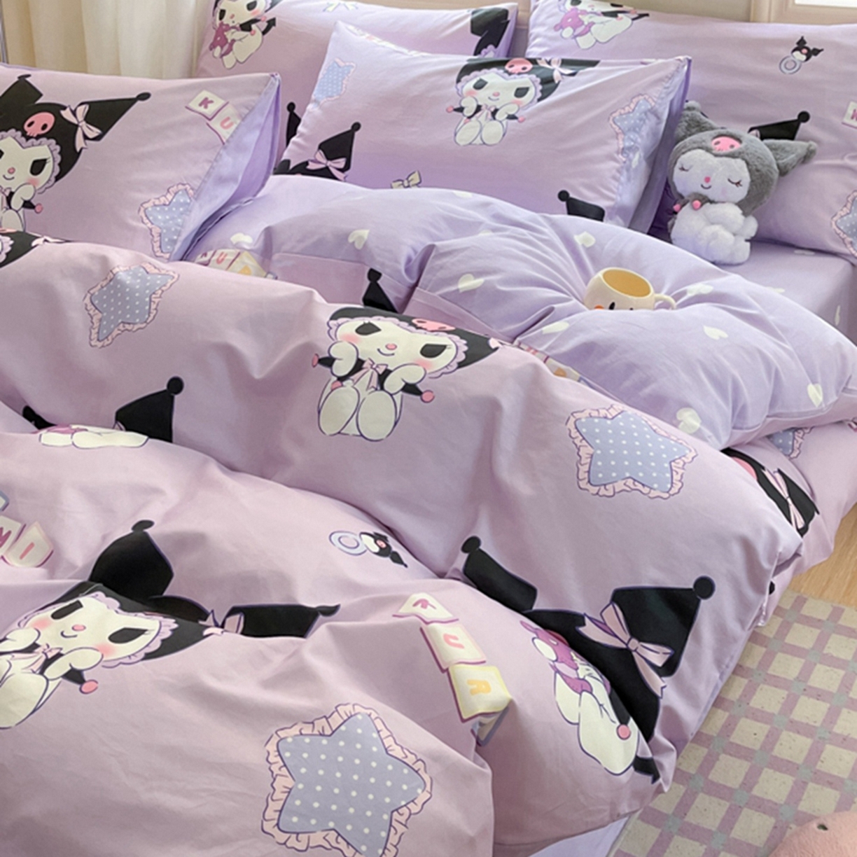 91家纺网 家纺一手货源 找家纺 博雅 2026新款三丽鸥全棉纯棉小版印花四件套 可爱库洛米