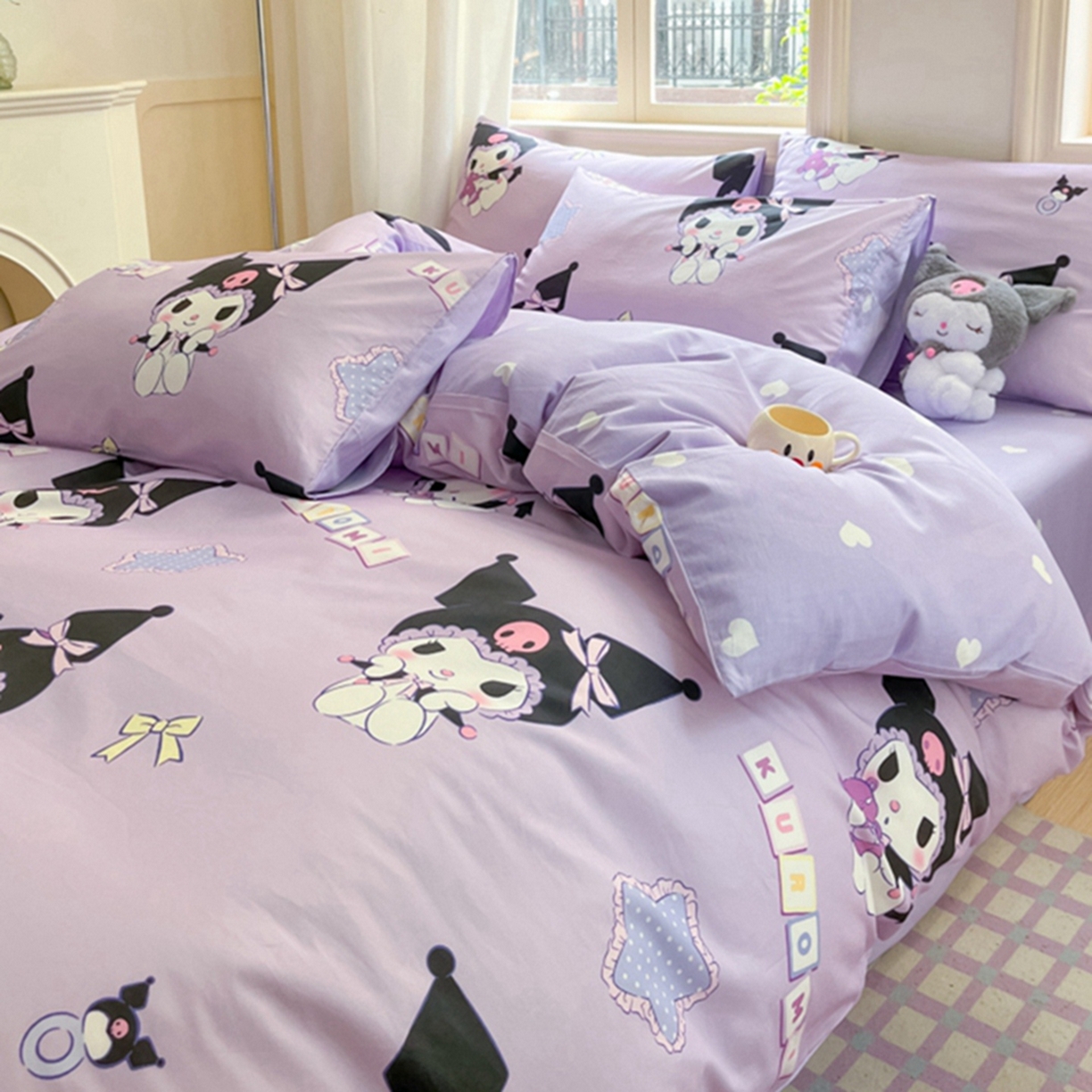 91家纺网 家纺一手货源 找家纺 博雅 2026新款三丽鸥全棉纯棉小版印花四件套 可爱库洛米