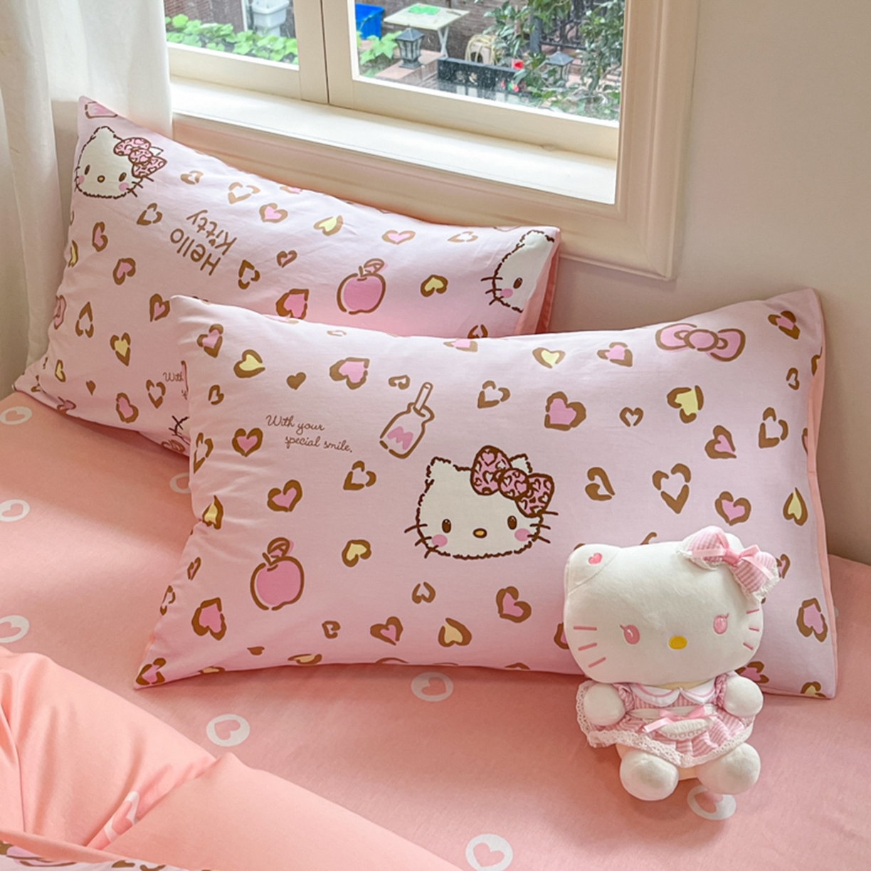 91家纺网 家纺一手货源 找家纺 博雅 2026新款三丽鸥全棉纯棉小版印花四件套 心心KT