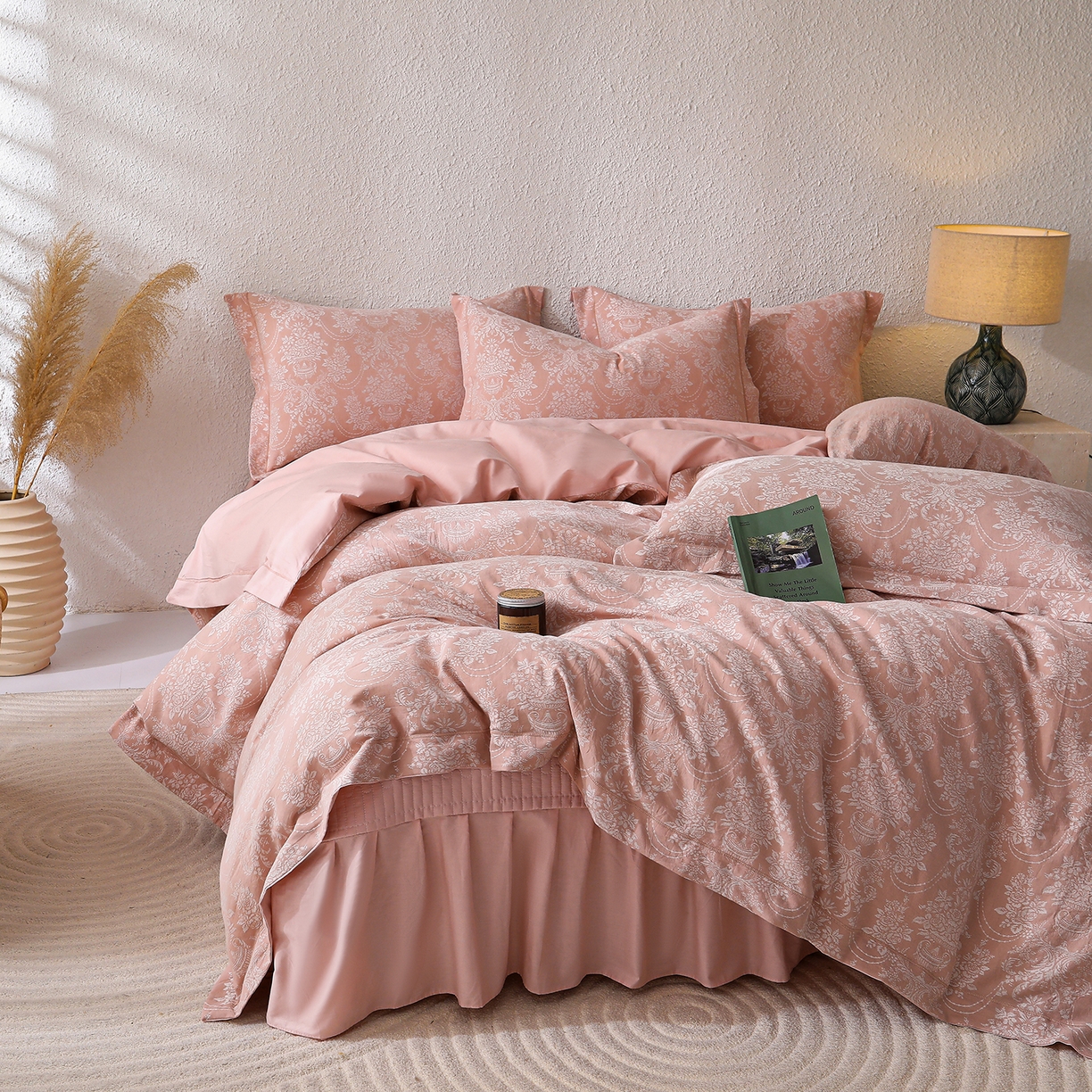 91家纺网 家纺一手货源 找家纺 （总）金艾草 2026新款欧式风雕花全棉纯棉花边床盖四件套