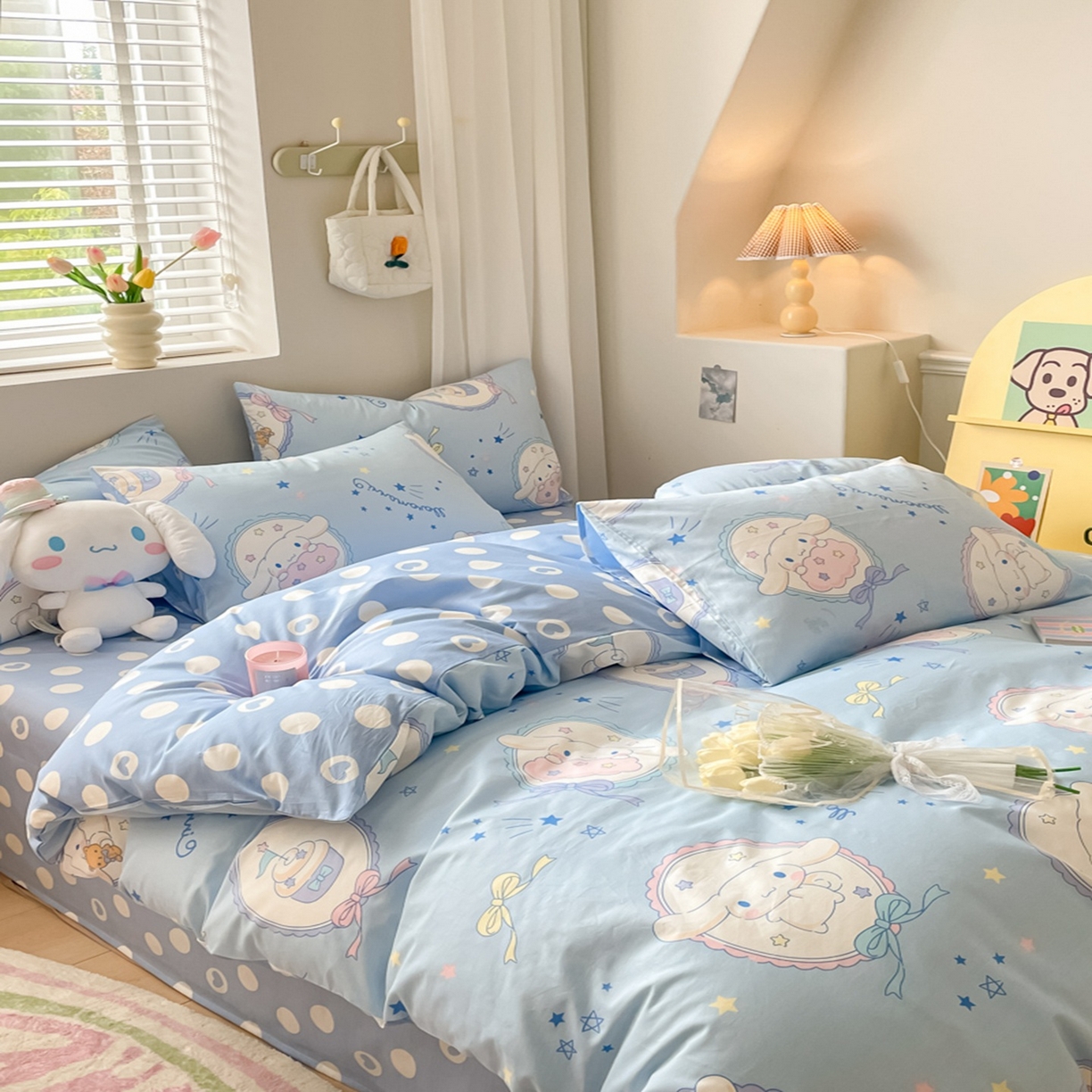 91家纺网 家纺一手货源 找家纺 博雅 2026新款三丽鸥全棉纯棉小版印花四件套 玉桂狗