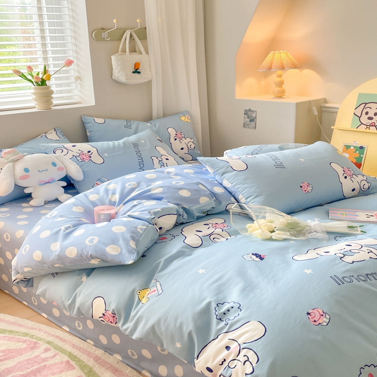 91家纺网 家纺一手货源 找家纺 博雅 2026新款三丽鸥全棉纯棉小版印花四件套 甜品玉桂狗