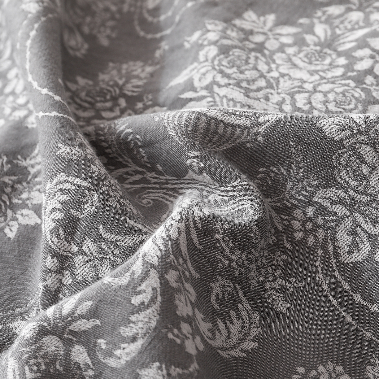 91家纺网 家纺一手货源 找家纺 金艾草 2026新款欧式风雕花全棉纯棉花边床盖四件套 欧花-灰