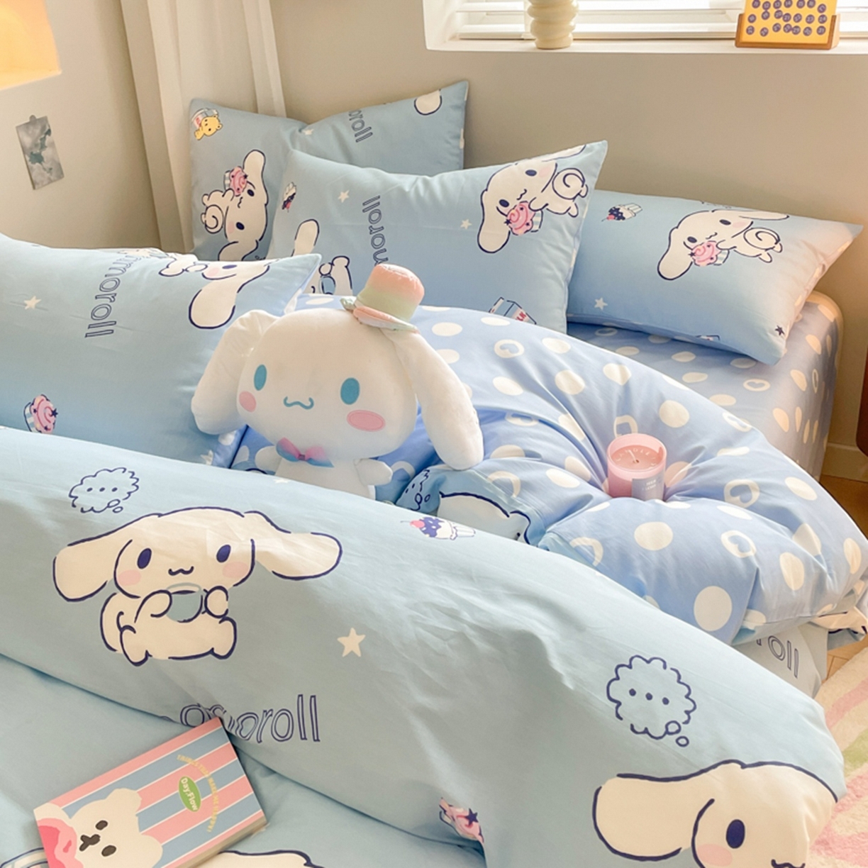 91家纺网 家纺一手货源 找家纺 博雅 2026新款三丽鸥全棉纯棉小版印花四件套 甜品玉桂狗