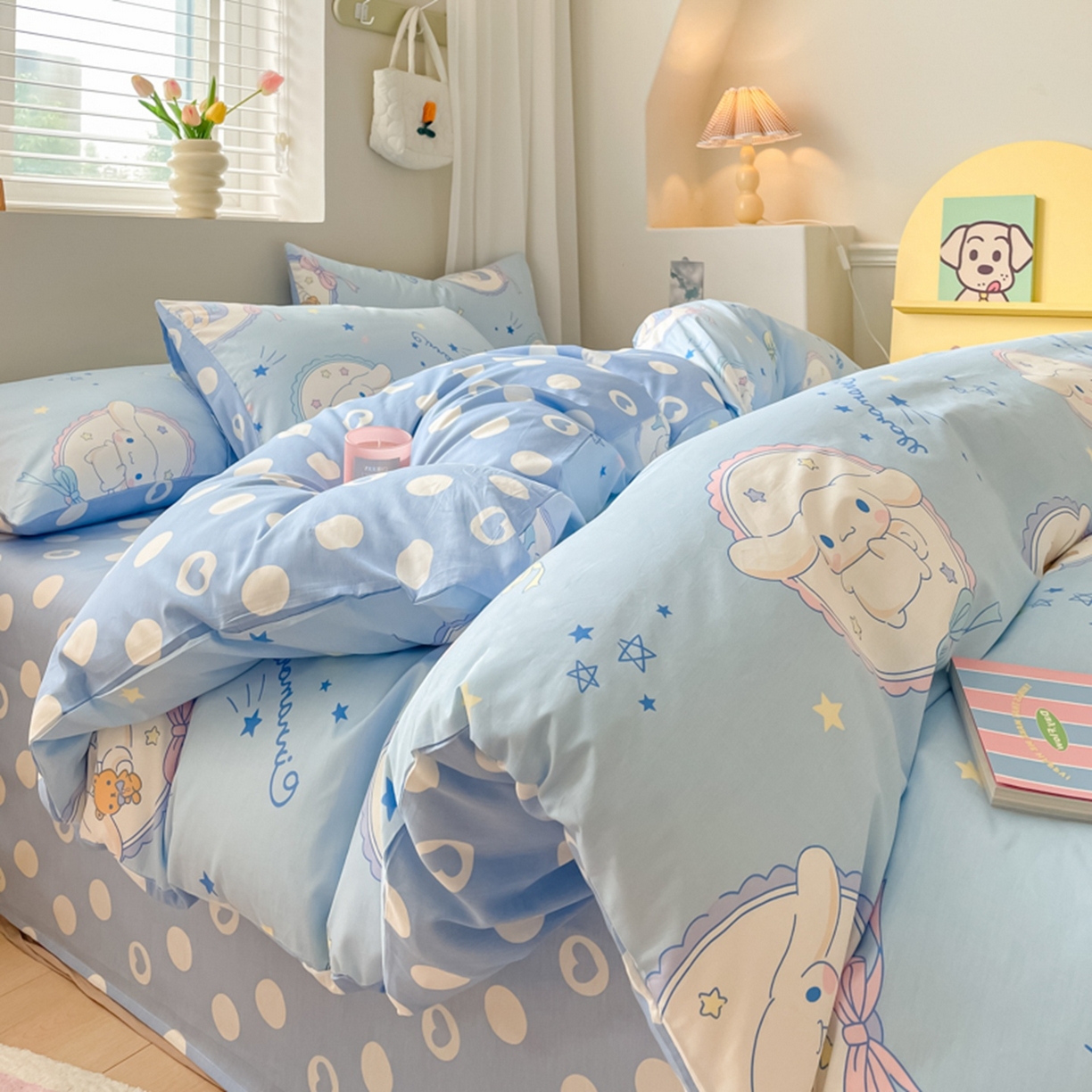 91家纺网 家纺一手货源 找家纺 博雅 2026新款三丽鸥全棉纯棉小版印花四件套 玉桂狗