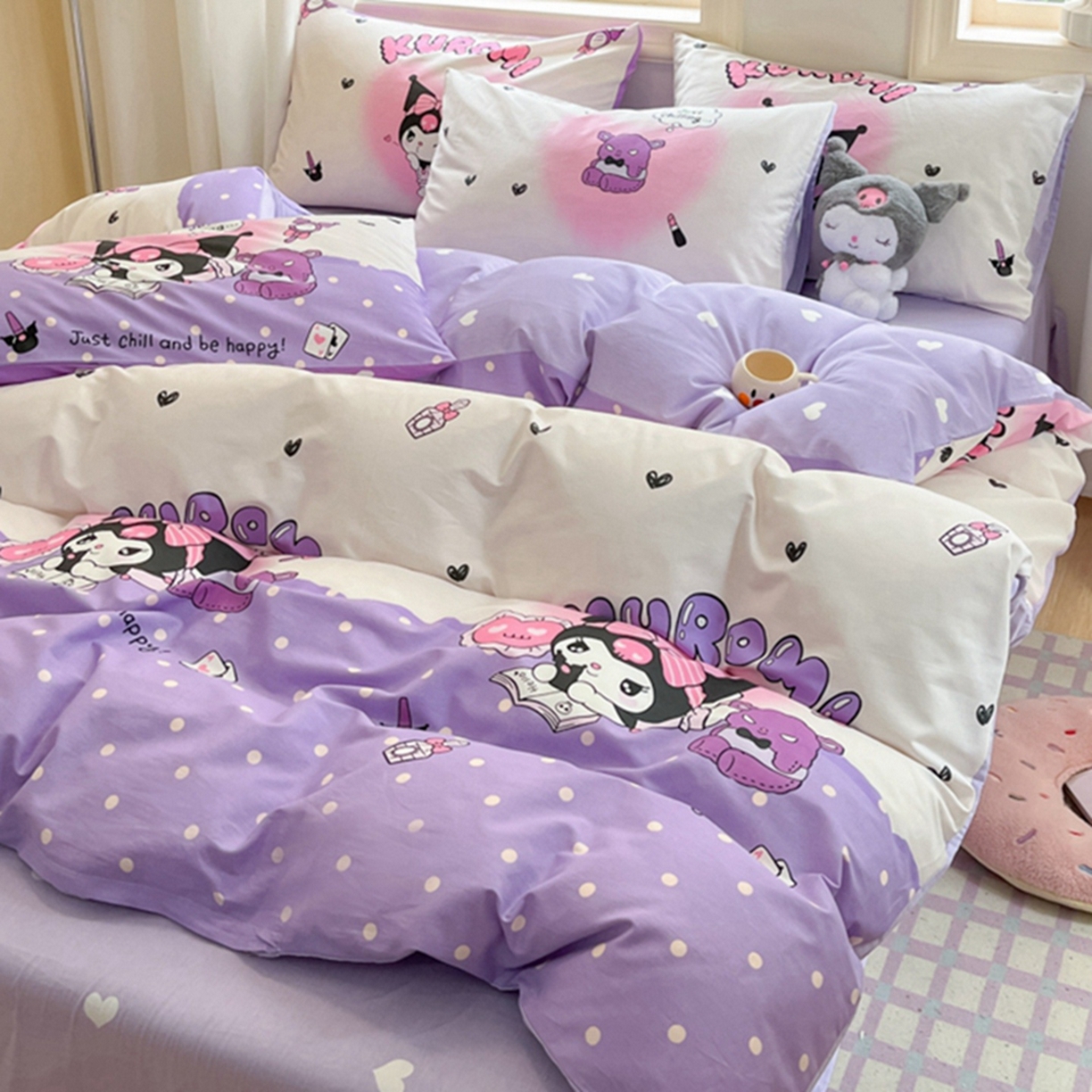 91家纺网 家纺一手货源 找家纺 博雅 2026新款三丽鸥全棉纯棉小版印花四件套 梦想库洛米AB版