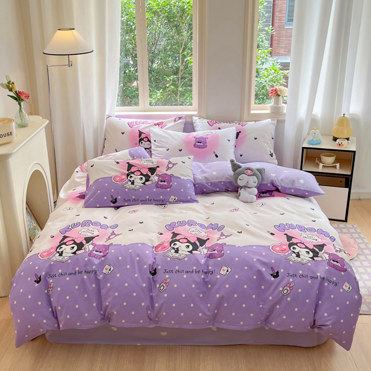 91家纺网 家纺一手货源 找家纺 博雅 2026新款三丽鸥全棉纯棉小版印花四件套 梦想库洛米AB版