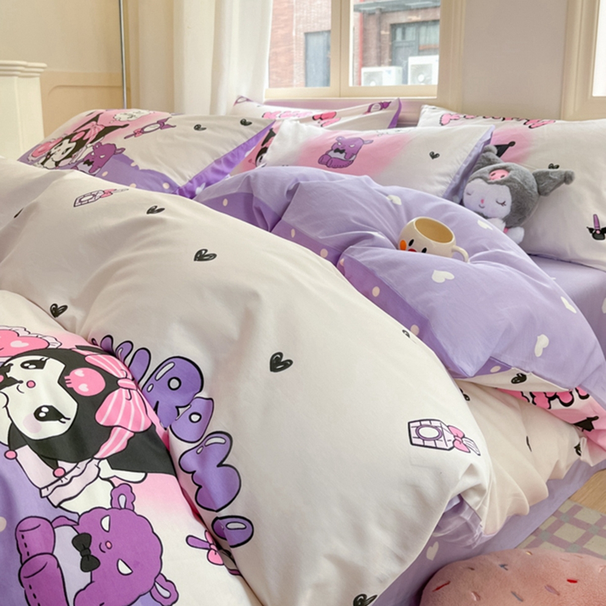 博雅 2026新款三丽鸥全棉纯棉小版印花四件套 梦想库洛米AB版