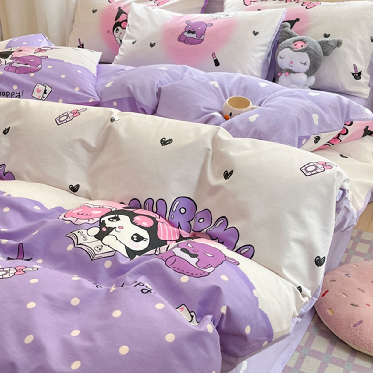 91家纺网 家纺一手货源 找家纺 博雅 2026新款三丽鸥全棉纯棉小版印花四件套 梦想库洛米AB版