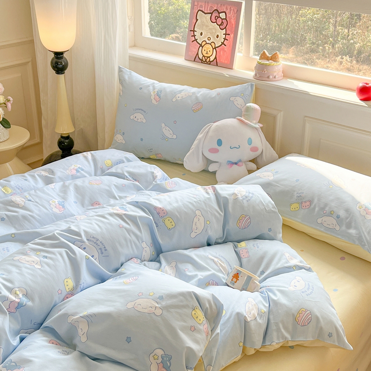 91家纺网 家纺一手货源 找家纺 博雅 2026新款三丽鸥全棉纯棉小版印花四件套 甜心玉桂狗