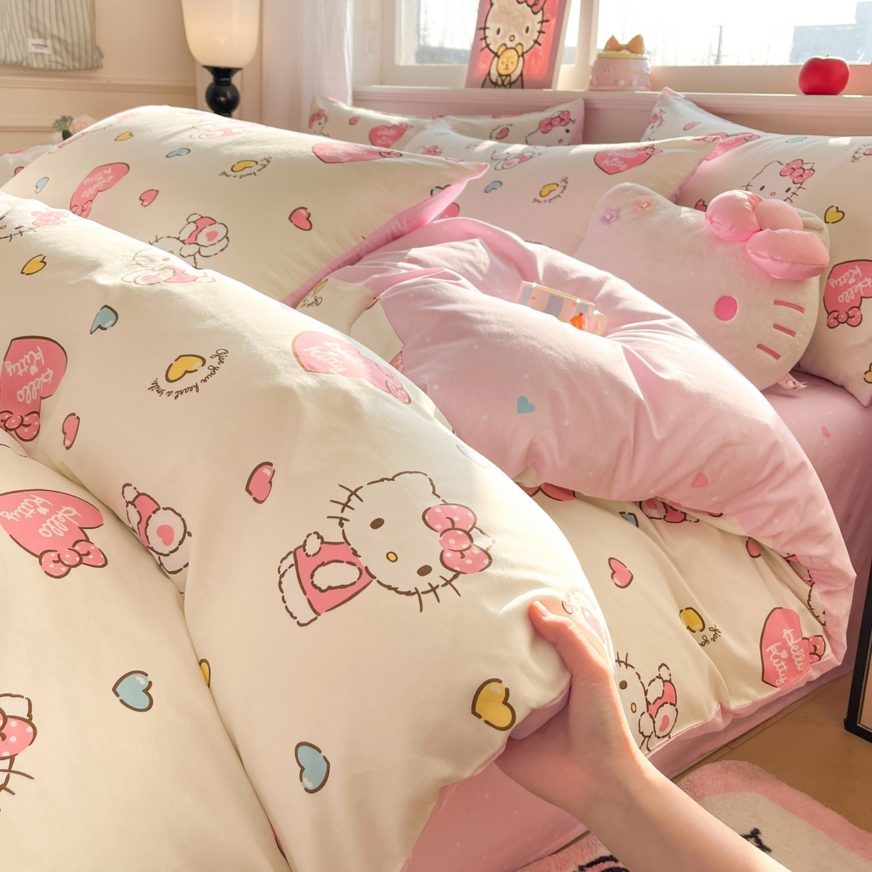 91家纺网 家纺一手货源 找家纺 博雅 2026新款三丽鸥全棉纯棉小版印花四件套 满版kt