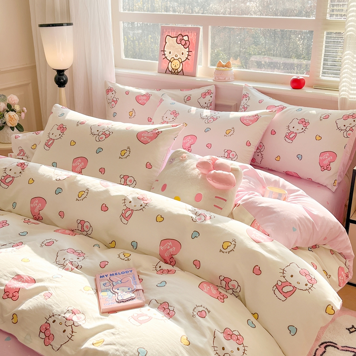 91家纺网 家纺一手货源 找家纺 博雅 2026新款三丽鸥全棉纯棉小版印花四件套 满版kt