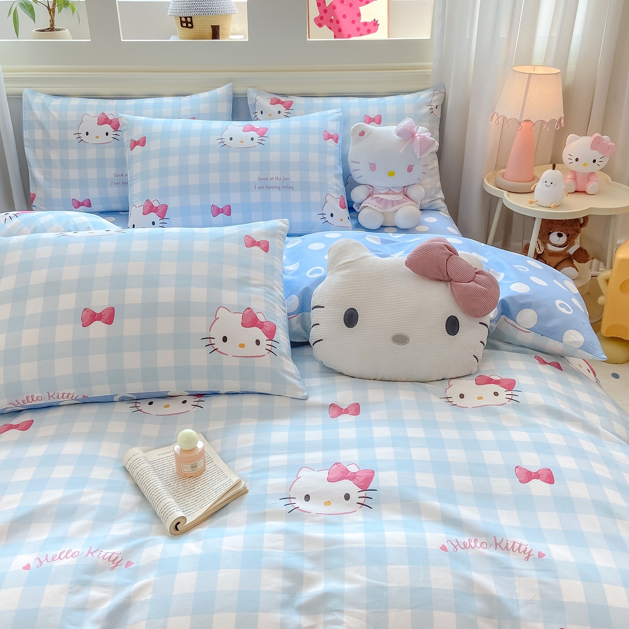 91家纺网 家纺一手货源 找家纺 博雅 2026新款三丽鸥全棉纯棉小版印花四件套 蓝色蝴蝶结KT