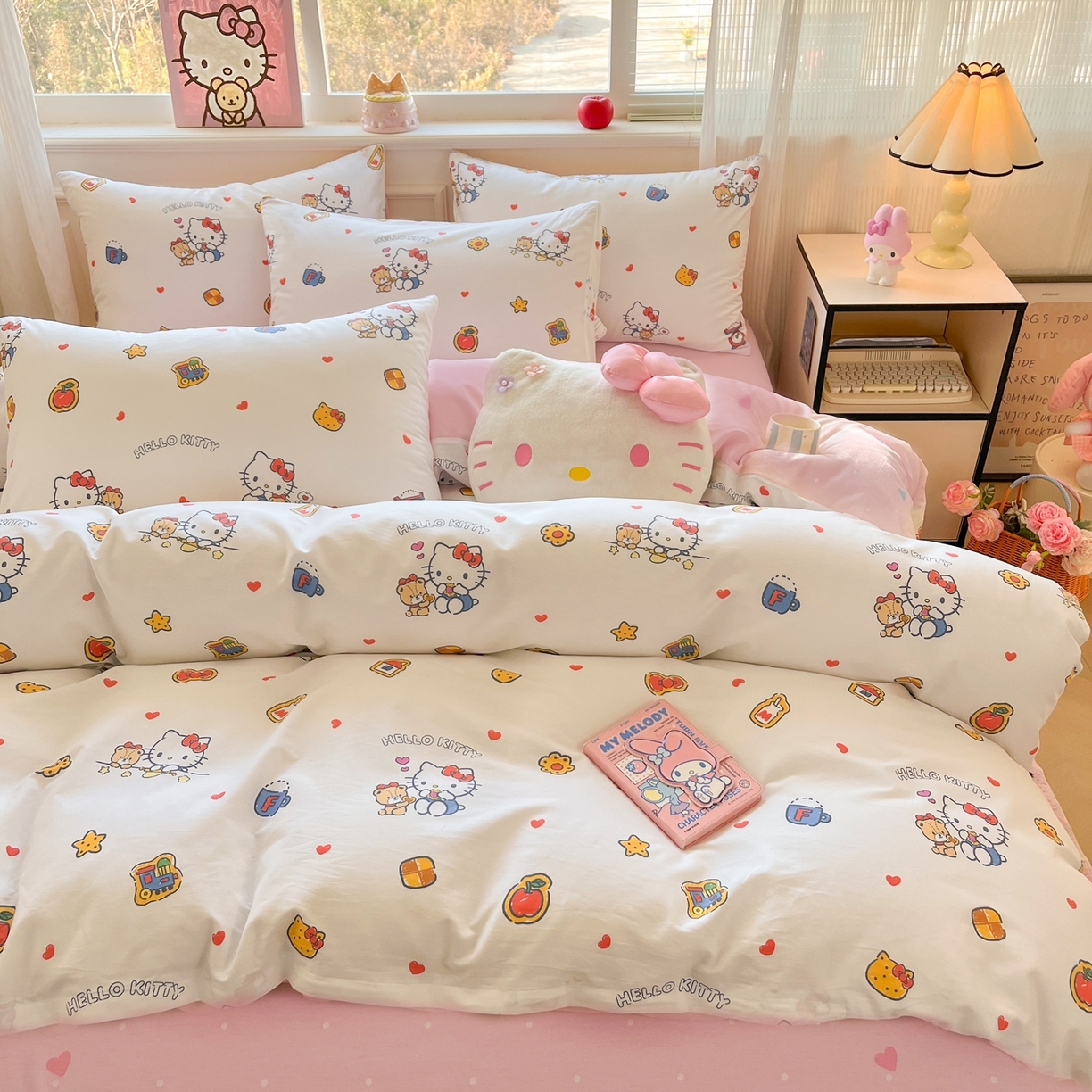 91家纺网 家纺一手货源 找家纺 博雅 2026新款三丽鸥全棉纯棉小版印花四件套 零食kt