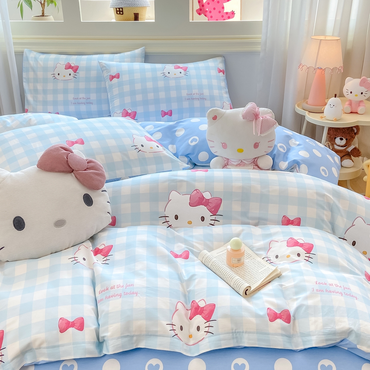 91家纺网 家纺一手货源 找家纺 博雅 2026新款三丽鸥全棉纯棉小版印花四件套 蓝色蝴蝶结KT