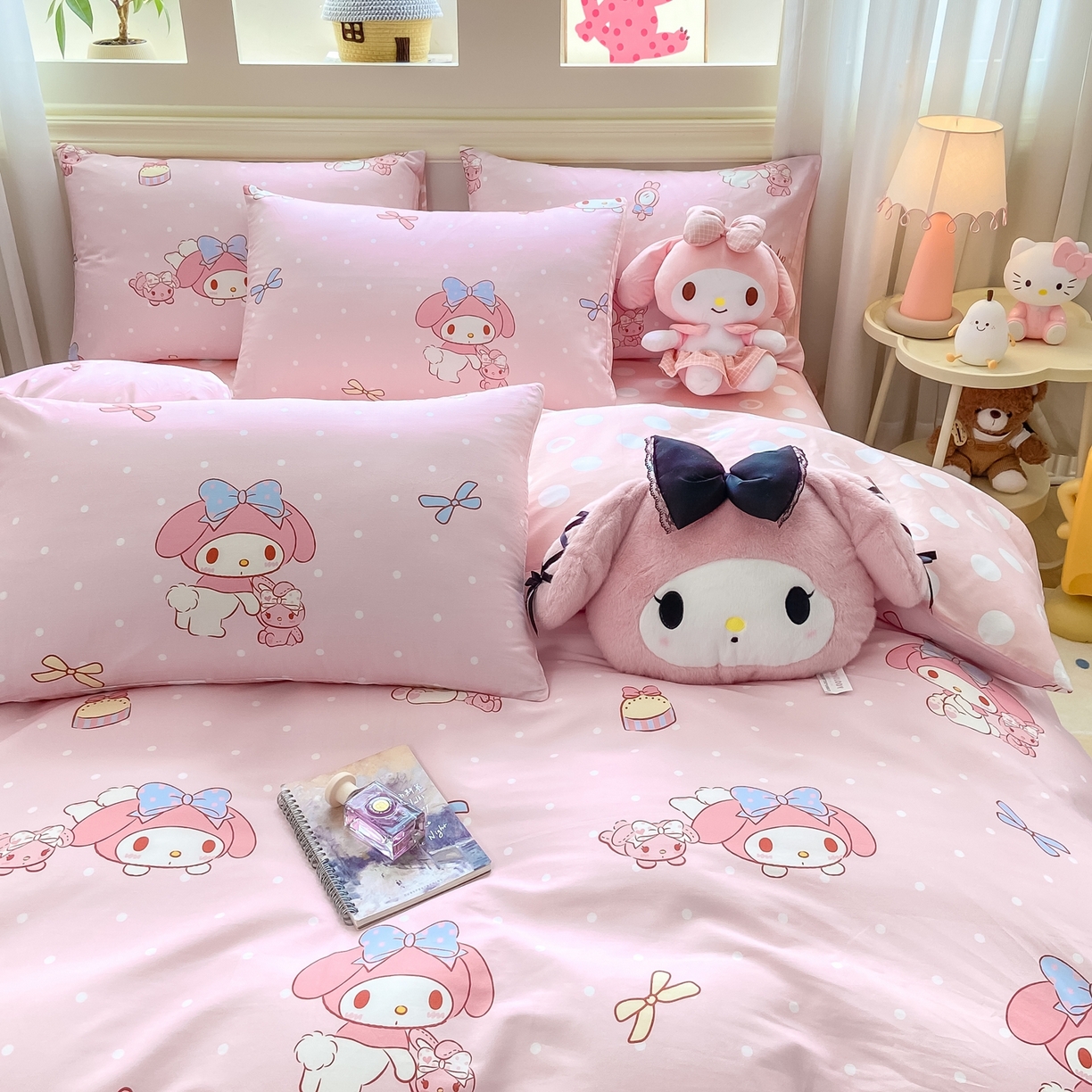 91家纺网 家纺一手货源 找家纺 博雅 2026新款三丽鸥全棉纯棉小版印花四件套 小兔美乐蒂