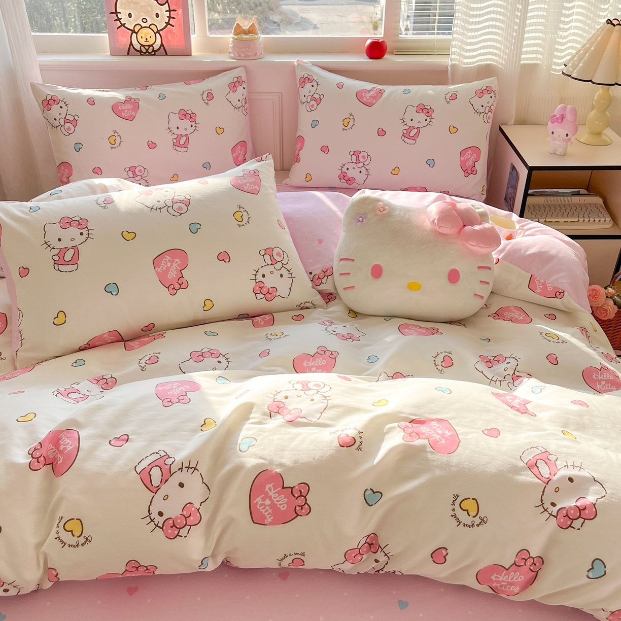 91家纺网 家纺一手货源 找家纺 博雅 2026新款三丽鸥全棉纯棉小版印花四件套 满版kt