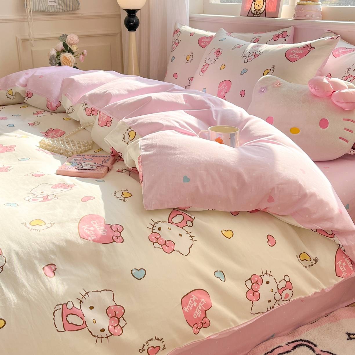 91家纺网 家纺一手货源 找家纺 博雅 2026新款三丽鸥全棉纯棉小版印花四件套 满版kt