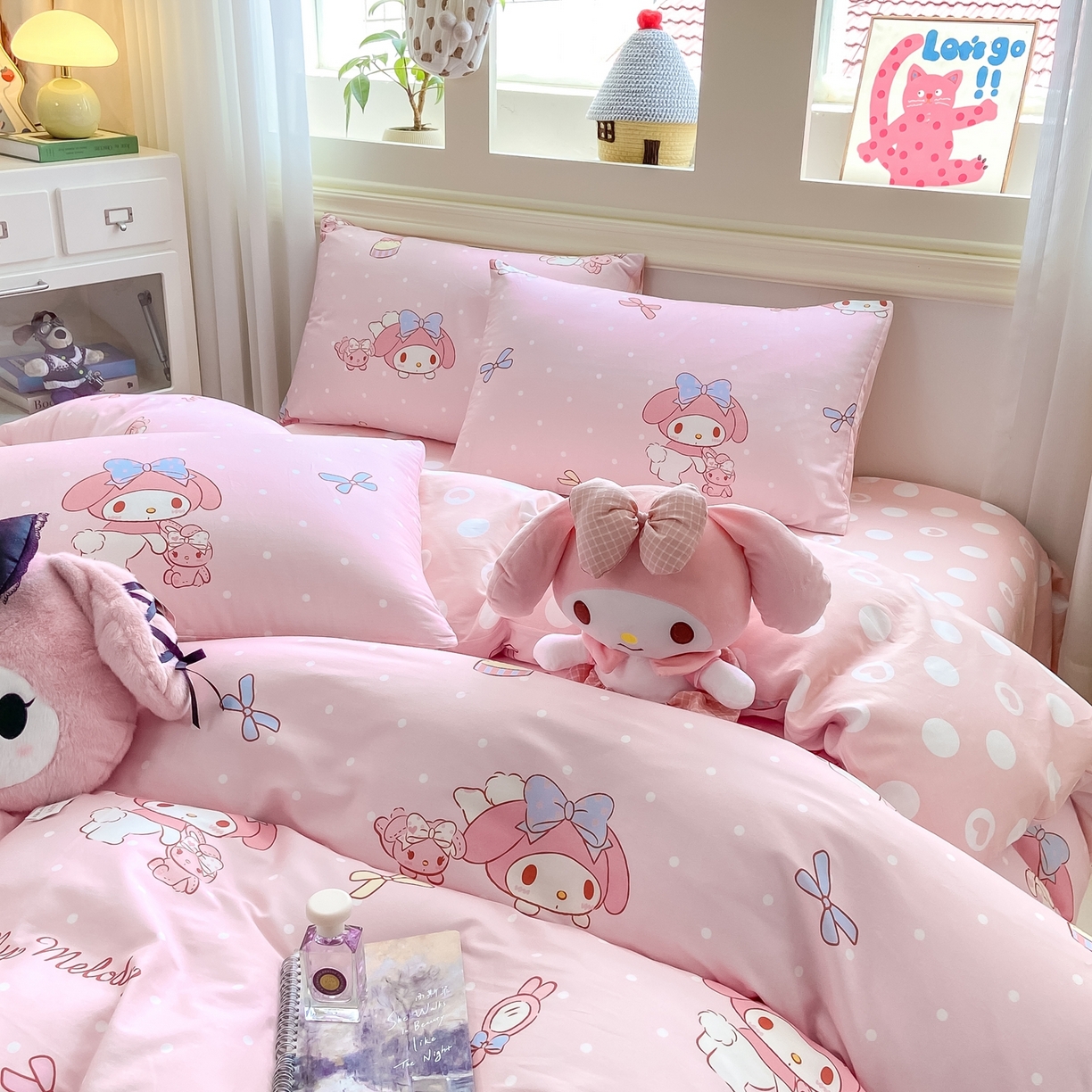 91家纺网 家纺一手货源 找家纺 博雅 2026新款三丽鸥全棉纯棉小版印花四件套 小兔美乐蒂