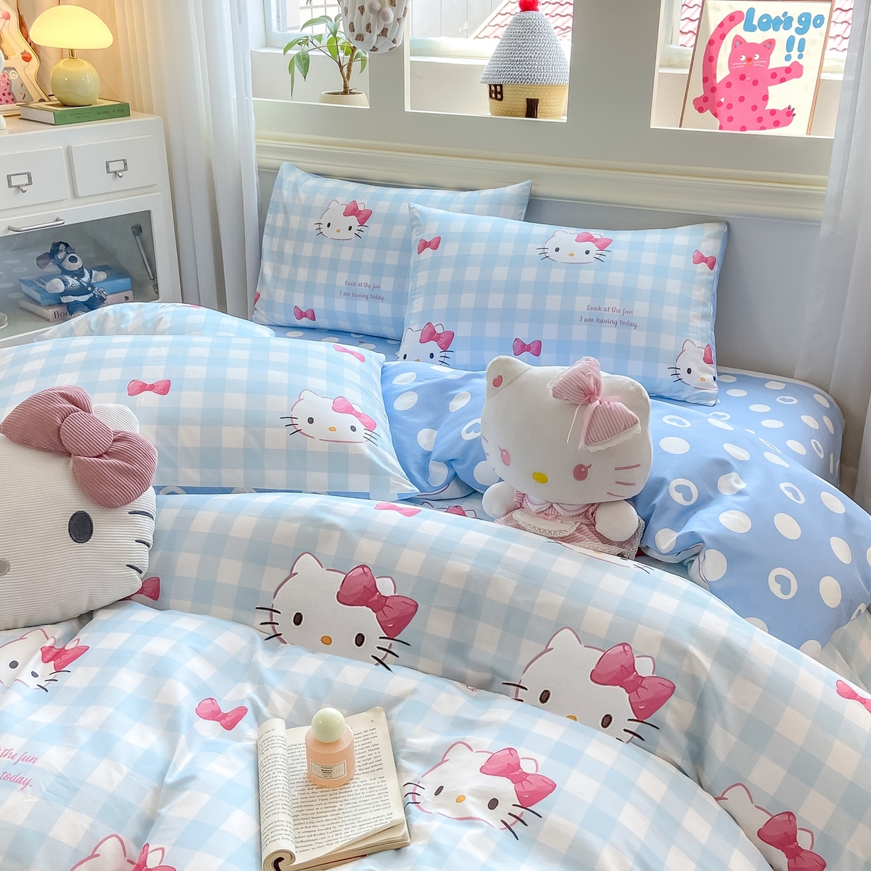 91家纺网 家纺一手货源 找家纺 博雅 2026新款三丽鸥全棉纯棉小版印花四件套 蓝色蝴蝶结KT