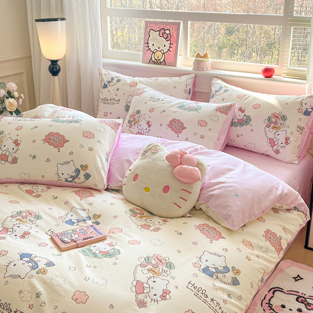 91家纺网 家纺一手货源 找家纺 博雅 2026新款三丽鸥全棉纯棉小版印花四件套 幸福kt