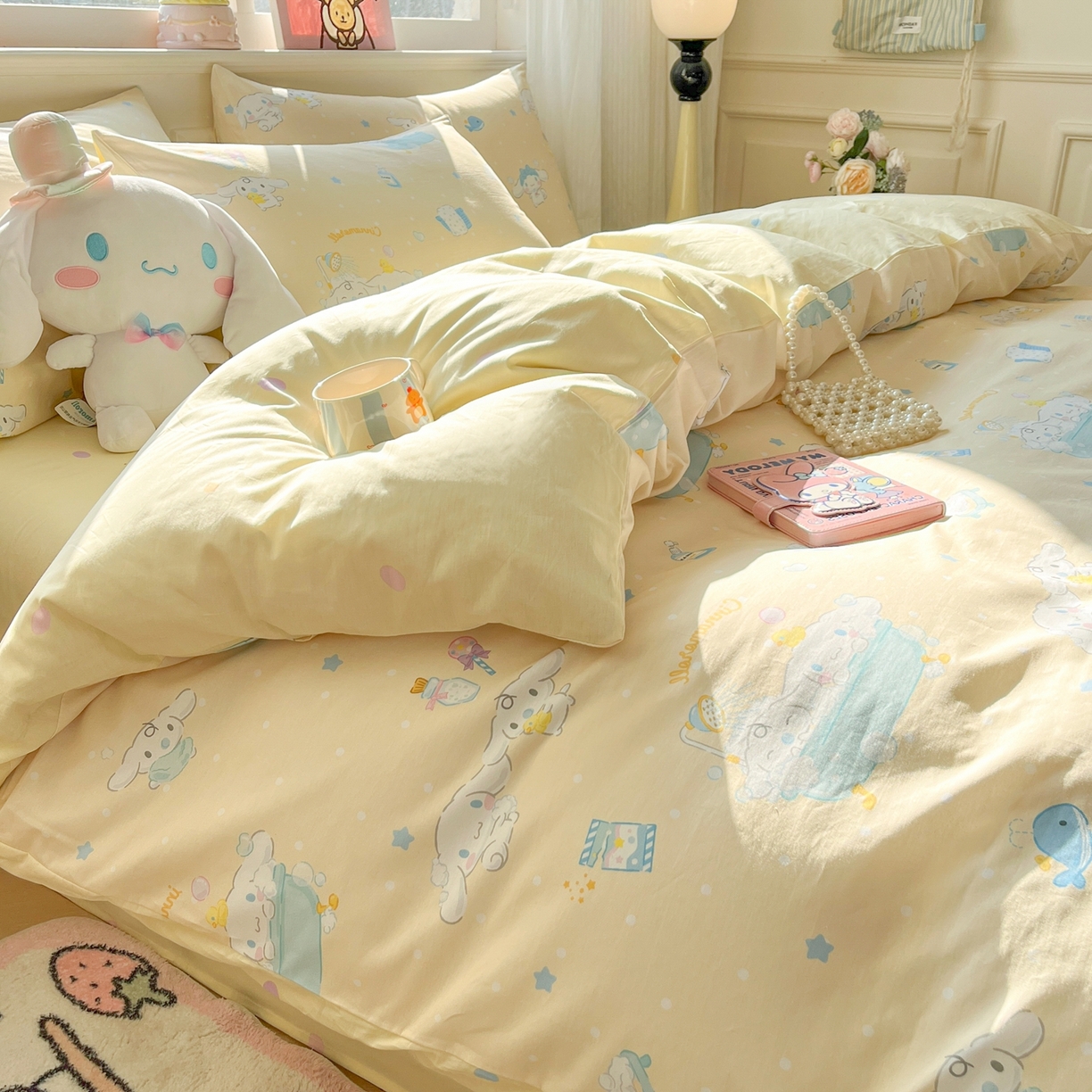 91家纺网 家纺一手货源 找家纺 博雅 2026新款三丽鸥全棉纯棉小版印花四件套 黄油玉桂狗