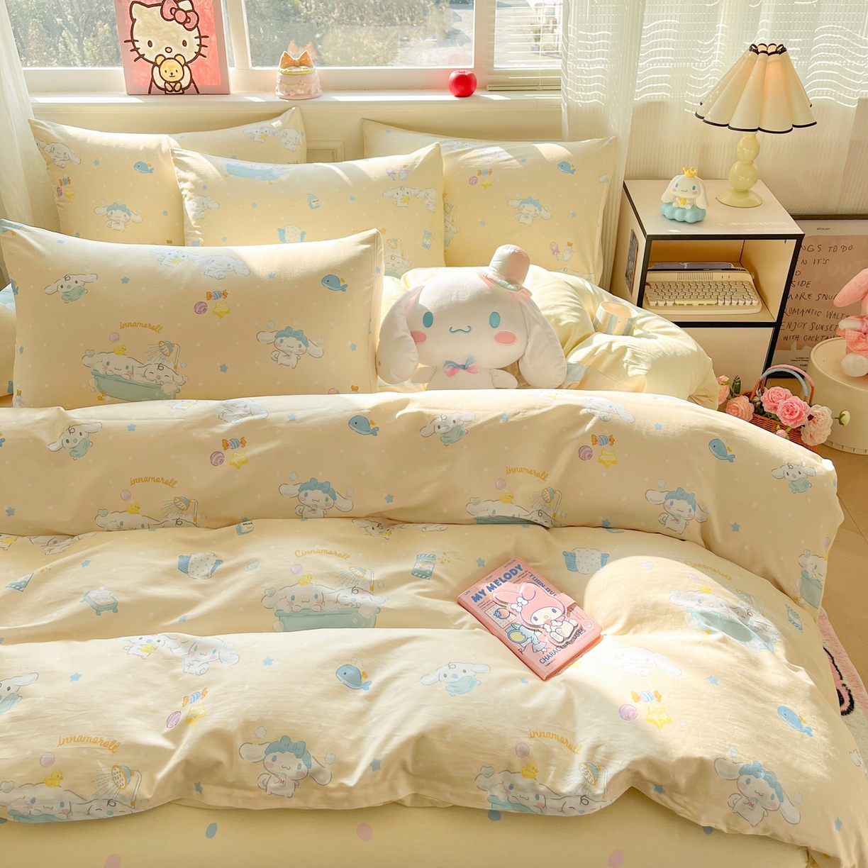 91家纺网 家纺一手货源 找家纺 博雅 2026新款三丽鸥全棉纯棉小版印花四件套 黄油玉桂狗