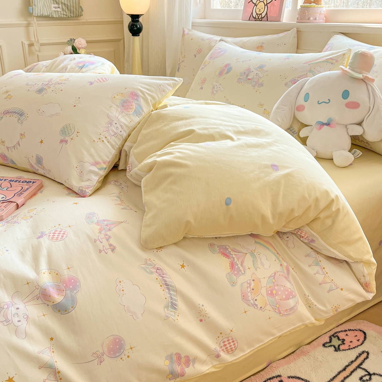 91家纺网 家纺一手货源 找家纺 博雅 2026新款三丽鸥全棉纯棉小版印花四件套 梦幻玉桂狗