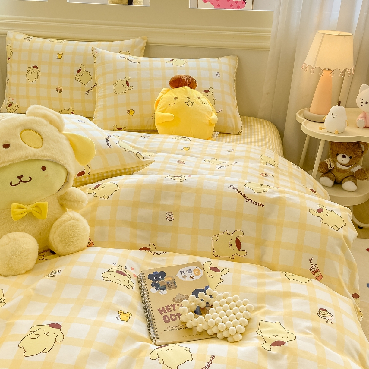 91家纺网 家纺一手货源 找家纺 博雅 2026新款三丽鸥全棉纯棉小版印花四件套 美食布丁狗