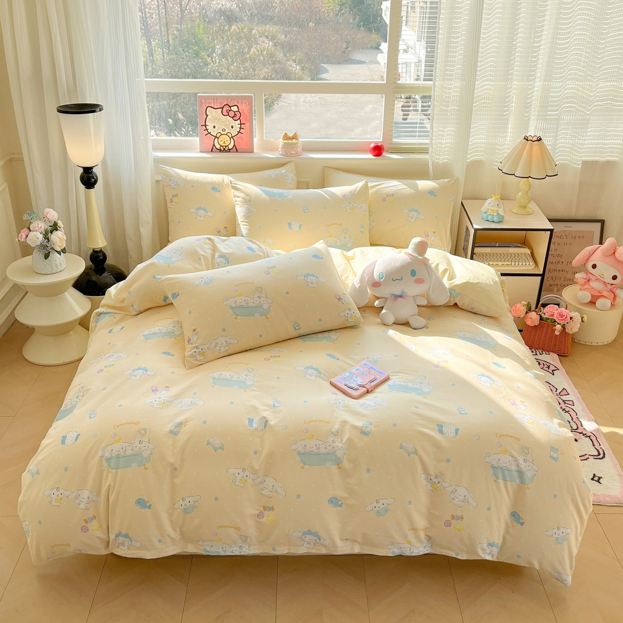 91家纺网 家纺一手货源 找家纺 博雅 2026新款三丽鸥全棉纯棉小版印花四件套 黄油玉桂狗