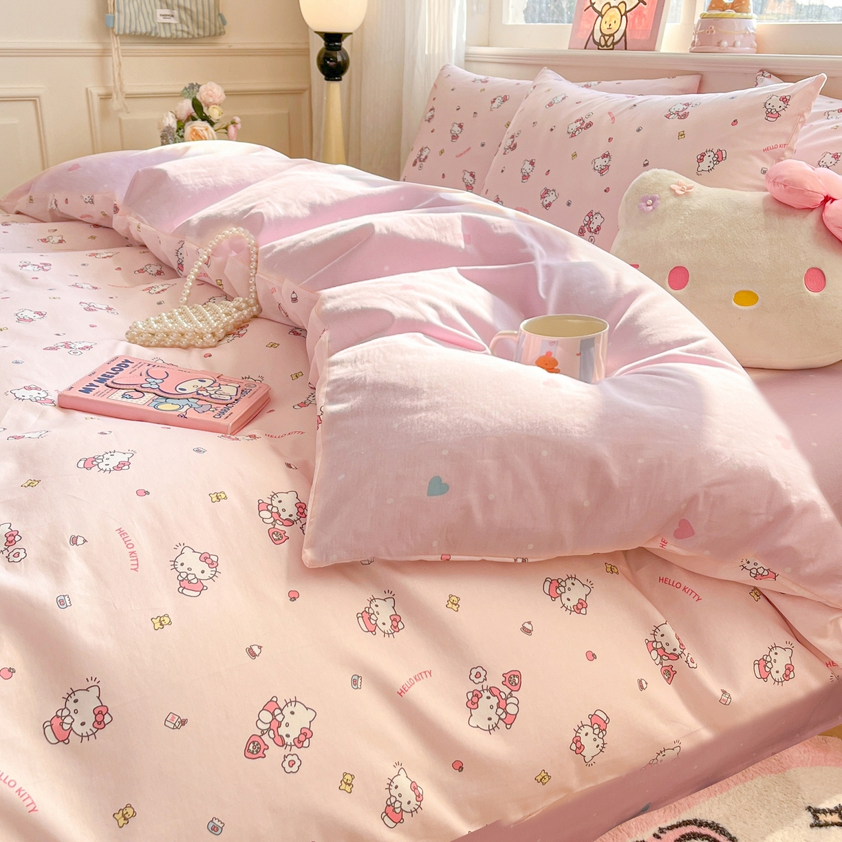 91家纺网 家纺一手货源 找家纺 博雅 2026新款三丽鸥全棉纯棉小版印花四件套 碎花kt