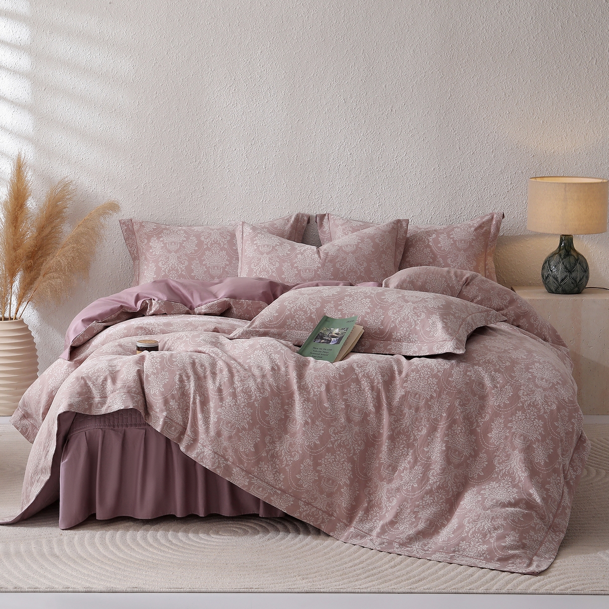 金艾草 2026新款欧式风雕花全棉纯棉花边床盖四件套 欧花-紫