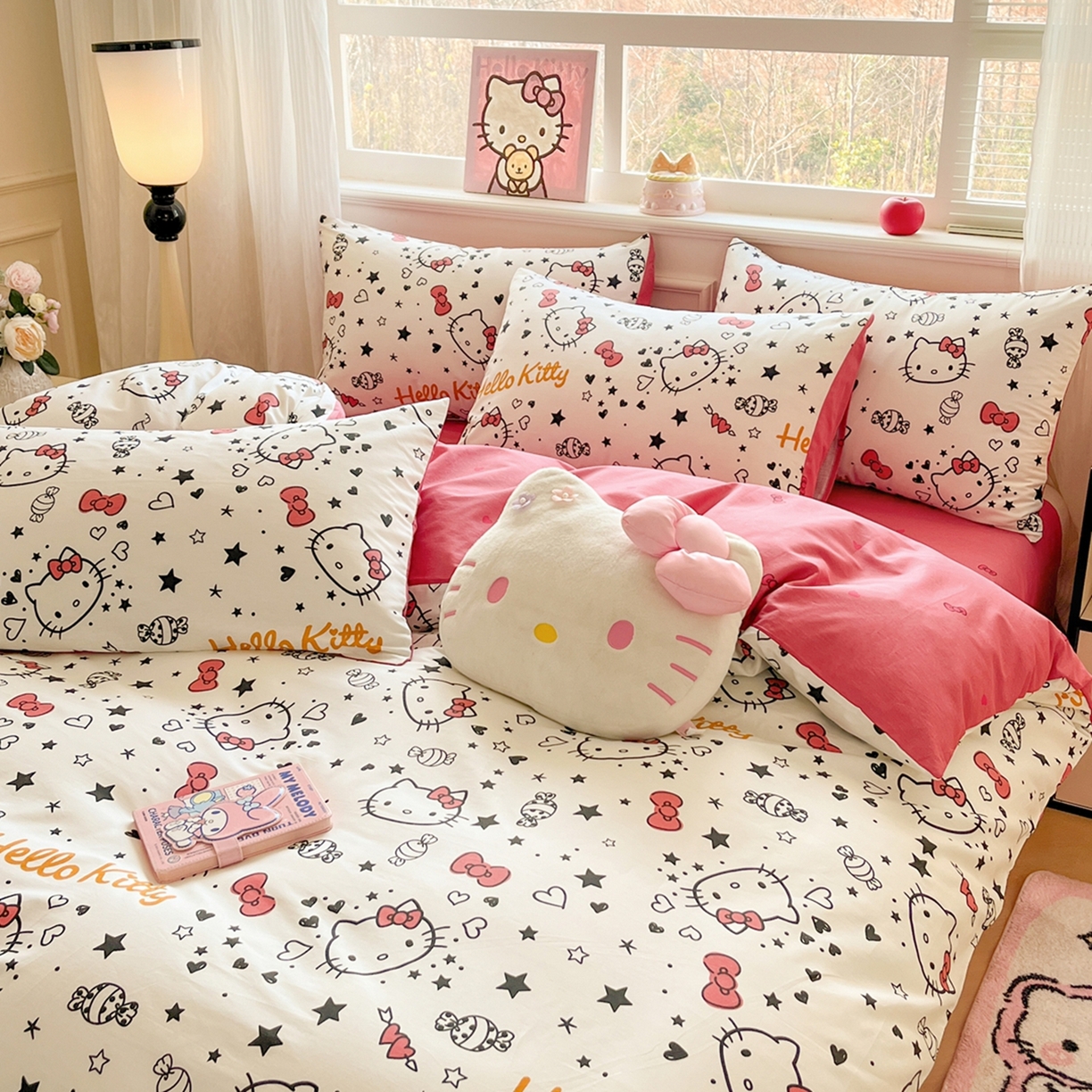 91家纺网 家纺一手货源 找家纺 博雅 2026新款三丽鸥全棉纯棉小版印花四件套 星心kt