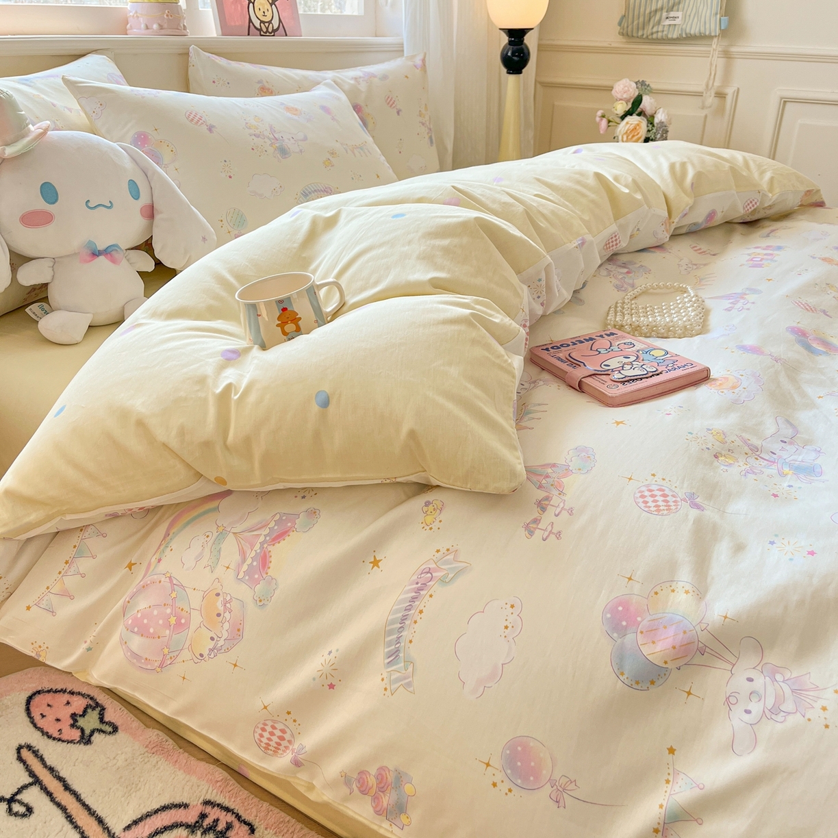 博雅 2026新款三丽鸥全棉纯棉小版印花四件套 梦幻玉桂狗